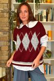 Zeta Otto Argyle Tank Burgundy